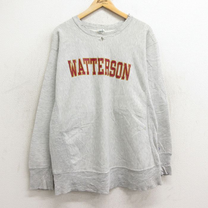 L★古着 長袖 チャンピオン Champion リバースウィーブ メンズ 80年代 80s WATTERSON クルーネック 薄グレー 霜降り 【spe】 24oct30 中古 スウェット スエット トレーナー トップス