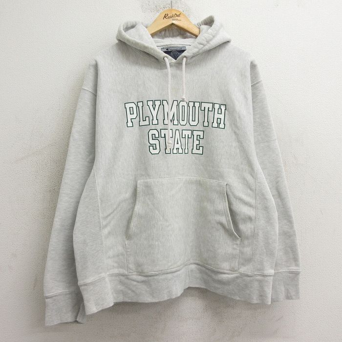 XL★古着 長袖 チャンピオン Champion リバースウィーブ パーカー メンズ 00年代 00s プリマス 薄グレー 霜降り 24nov06 中古 スウェット スエット トレーナー トップス