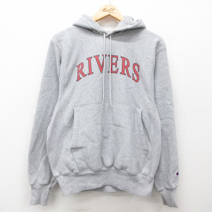 M★古着 長袖 チャンピオン Champion リバースウィーブ パーカー メンズ 00年代 00s RIVERS グレー 霜降り 24nov26 中古 スウェット スエット トレーナー トップス