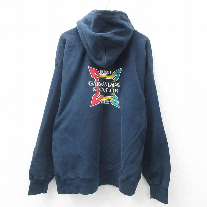 【50%OFF】XL★古着 長袖 チャンピオン Champion リバースウィーブ パーカー メンズ 00年代 00s GALVANIZING 大きいサイズ 濃紺 ネイビー 24dec18 中古 スウェット スエット トレーナー トップス