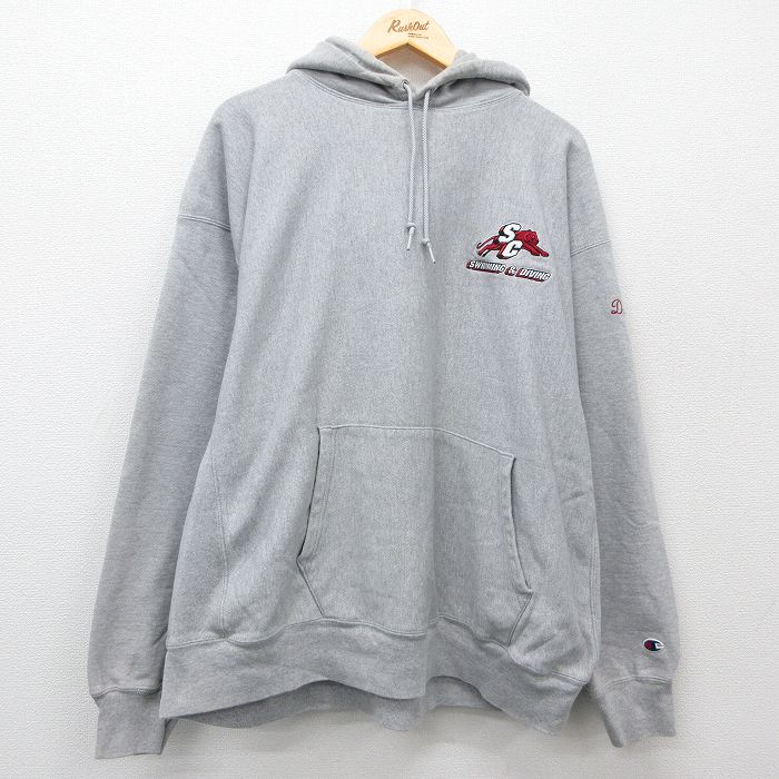 XL★古着 長袖 チャンピオン Champion リバースウィーブ パーカー メンズ スプリングフィールド 大きいサイズ グレー 霜降り 25feb12 中古 スウェット スエット トレーナー トップス