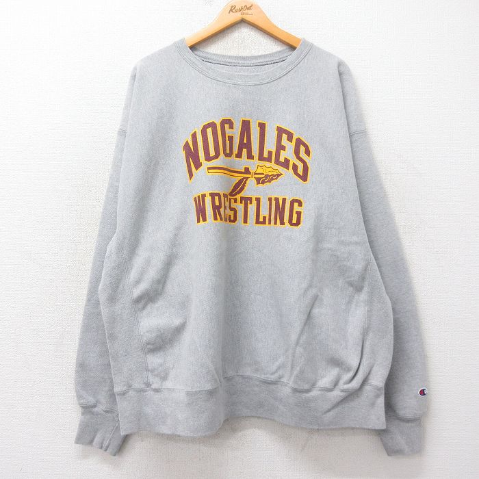 XL★古着 長袖 チャンピオン Champion リバースウィーブ メンズ 00年代 00s ノガレス レスリング 大きいサイズ クルーネック グレー 霜降り 25feb15 中古 スウェット スエット トレーナー トップス