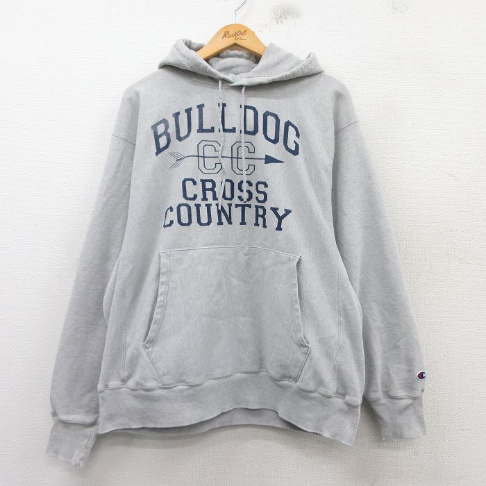XL★古着 長袖 チャンピオン Champion リバースウィーブ メンズ 00年代 00s BULLDOG 薄グレー 霜降り 25feb15 中古 スウェット スエット トレーナー トップス