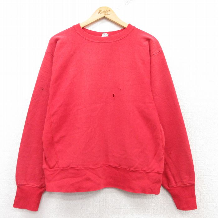 L★古着 長袖 チャンピオン Champion リバースウィーブ メンズ 80年代 80s 無地 クルーネック USA製 赤 レッド 【spe】 25feb15 中古 スウェット スエット トレーナー トップス