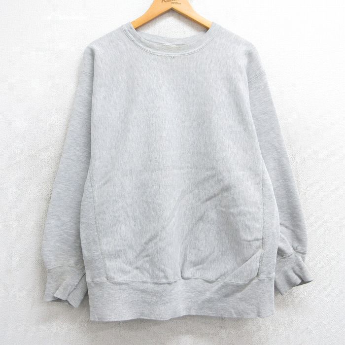 L★古着 長袖 チャンピオン Champion リバースウィーブ メンズ 80年代 80s 無地 クルーネック USA製 薄グレー 霜降り 25feb17 中古 スウェット スエット トレーナー トップス
