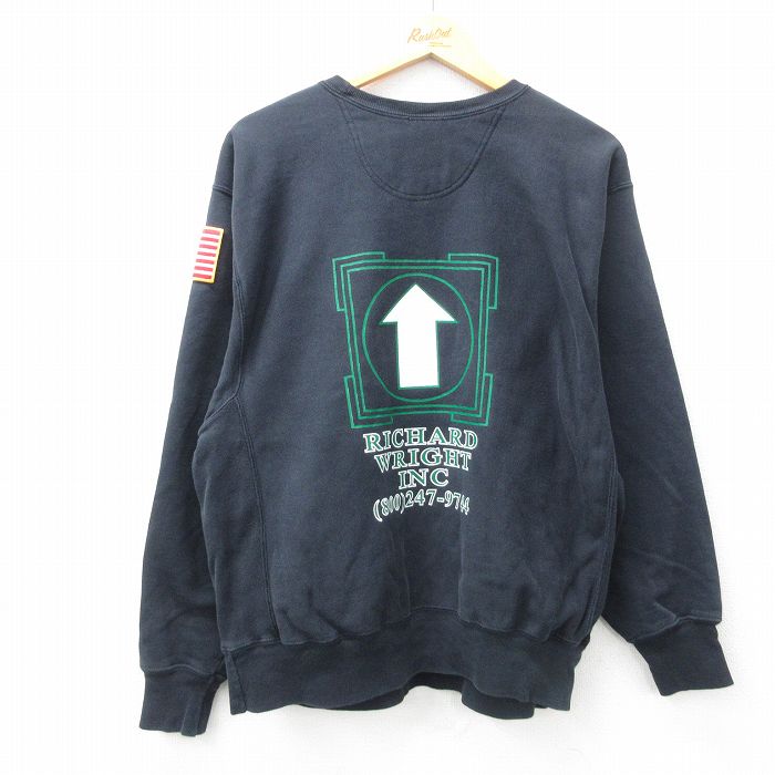 L★古着 長袖 チャンピオン Champion リバースウィーブ メンズ 00年代 00s RICHARD クルーネック 黒 ブラック 25feb18 中古 スウェット スエット トレーナー トップス