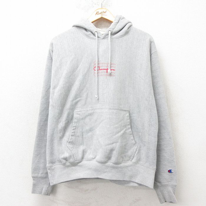 L★古着 長袖 チャンピオン Champion リバースウィーブ パーカー メンズ グレー 霜降り 25mar01 中古 スウェット スエット トレーナー トップス