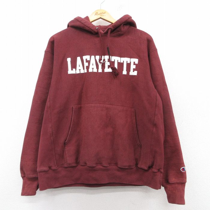 XL★古着 長袖 チャンピオン Champion リバースウィーブ パーカー メンズ 00年代 00s LAFAYETTE エンジ 25mar07 中古 スウェット スエット トレーナー トップス