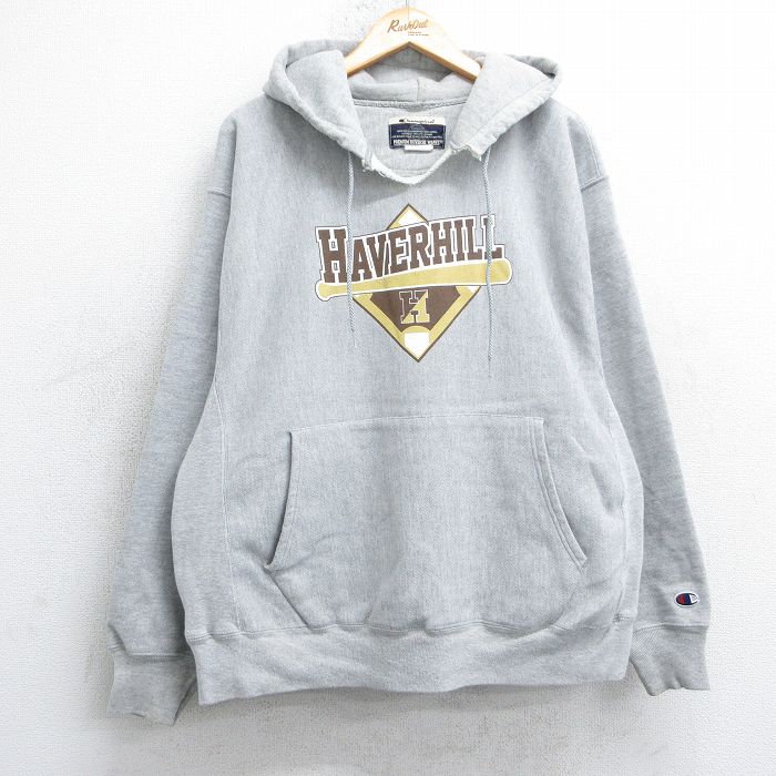 XL★古着 長袖 チャンピオン Champion リバースウィーブ パーカー メンズ 00年代 00s ヘーバリル グレー 霜降り 25apr12 中古 スウェット スエット トレーナー トップス