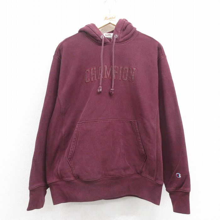 XL★古着 長袖 チャンピオン Champion リバースウィーブ パーカー メンズ ビッグロゴ エンジ 25sep02 中古 スウェット スエット トレーナー トップス