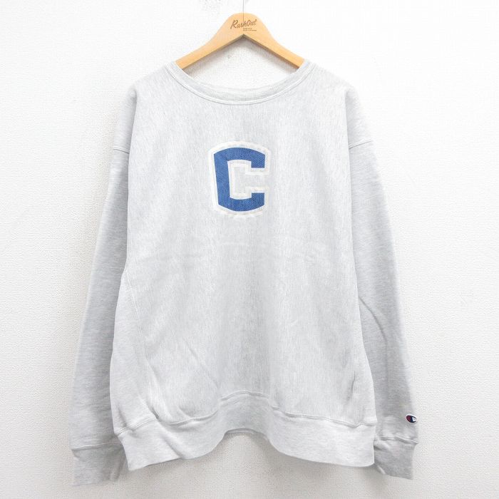 XL★古着 長袖 チャンピオン Champion リバースウィーブ メンズ 00年代 00s C 大きいサイズ クルーネック グレー 霜降り 【spe】 25sep02 中古 スウェット スエット トレーナー トップス