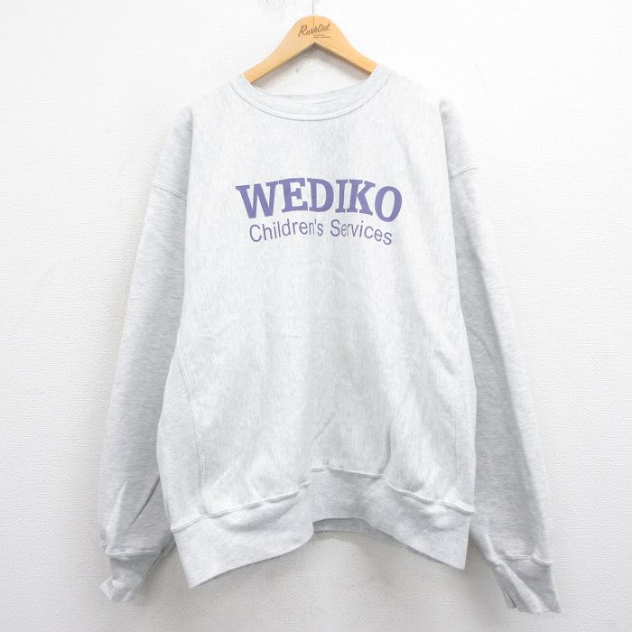 XL★古着 長袖 チャンピオン Champion リバースウィーブ メンズ 00年代 00s WEDIKO 大きいサイズ クルーネック グレー 霜降り 25sep02 中古 スウェット スエット トレーナー トップス