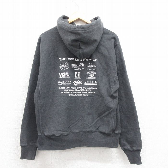 M★古着 長袖 チャンピオン Champion リバースウィーブ パーカー メンズ 企業広告 グレー 25sep02 中古 スウェット スエット トレーナー トップス