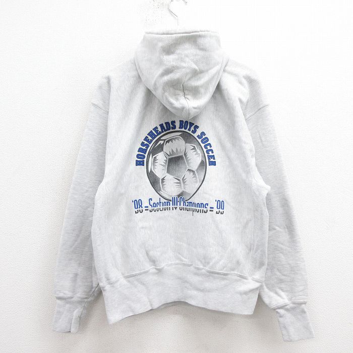 XL★古着 長袖 チャンピオン Champion リバースウィーブ パーカー メンズ 00年代 00s サッカー グレー 霜降り 25sep05 中古 スウェット スエット トレーナー トップス