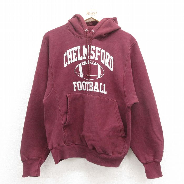 M★古着 長袖 チャンピオン Champion リバースウィーブ パーカー メンズ 00年代 00s フットボール エンジ 25sep05 中古 スウェット スエット トレーナー トップス