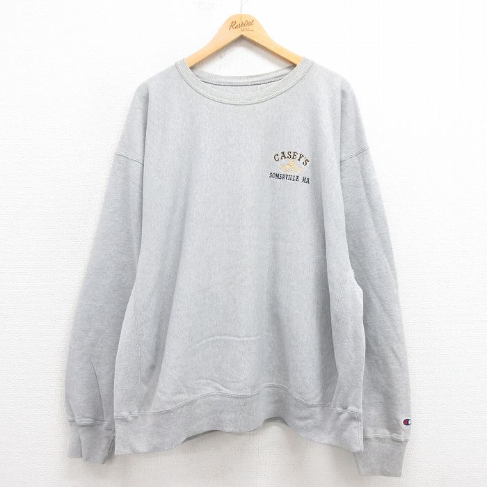 【20%OFF】XL★古着 長袖 チャンピオン Champion リバースウィーブ メンズ 00年代 00s CASEYS 大きいサイズ クルーネック グレー 霜降り 25sep20 中古 スウェット スエット トレーナー トップス