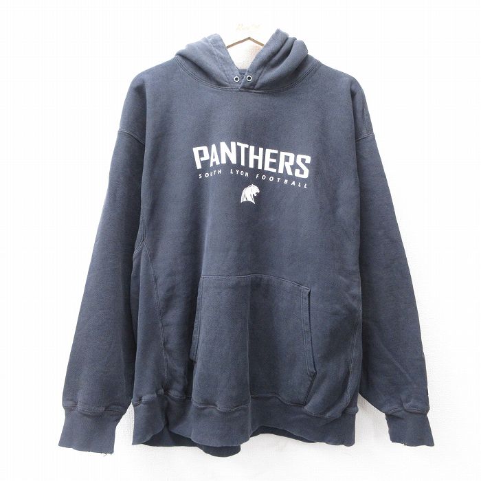 XL★古着 長袖 チャンピオン Champion リバースウィーブ パーカー メンズ 00年代 00s サウスライオンパンサーズ フットボール 大きいサイズ 黒 ブラック 25sep22 中古 スウェット スエット トレーナー トップス