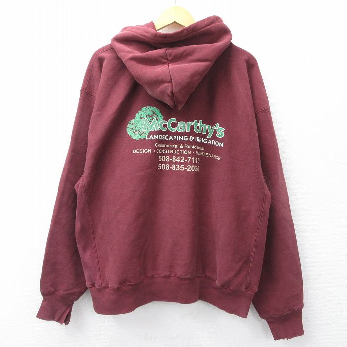 XL★古着 長袖 チャンピオン Champion リバースウィーブ パーカー メンズ McCarthys 大きいサイズ エンジ 25oct02 中古 スウェット スエット トレーナー トップス