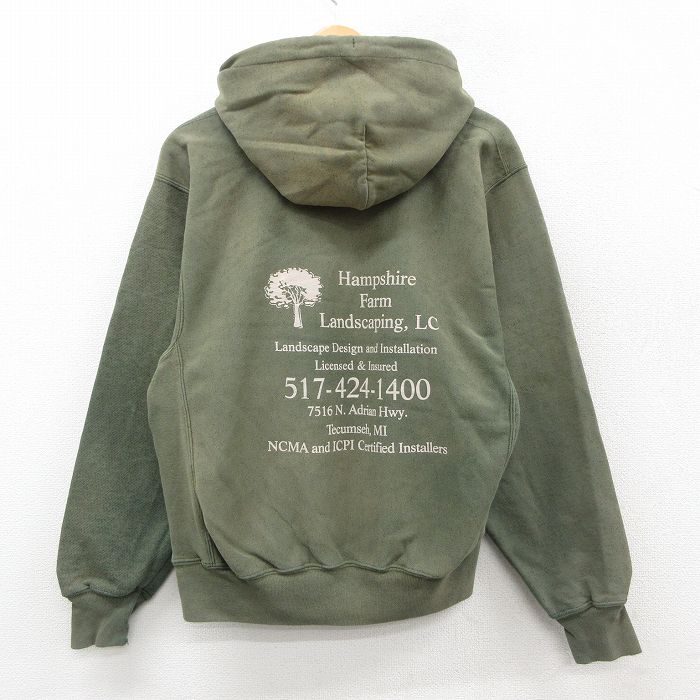 L★古着 長袖 チャンピオン Champion リバースウィーブ パーカー メンズ 00年代 00s Hampshire Farm 緑 グリーン 25oct03 中古 スウェット スエット トレーナー トップス
