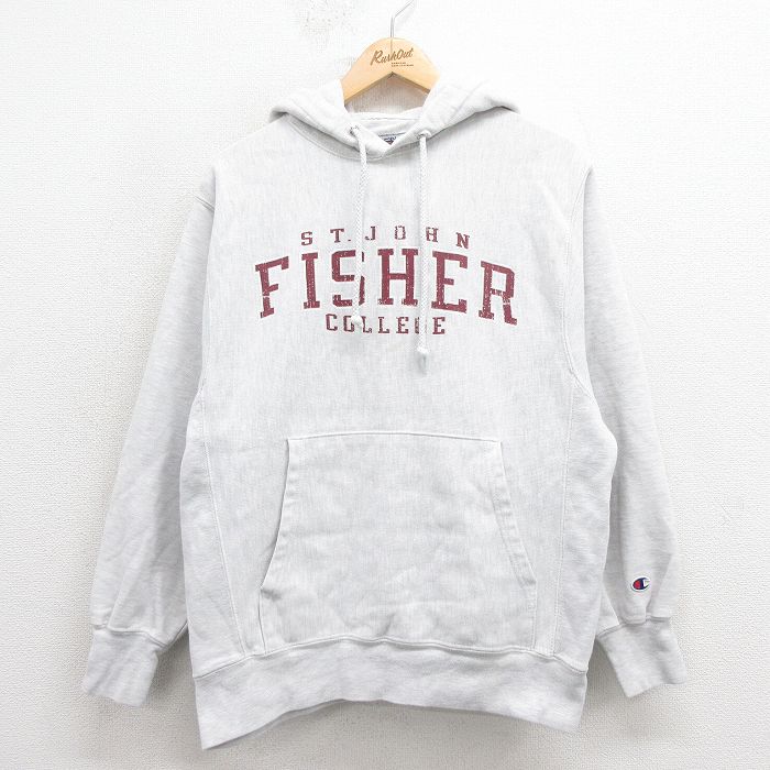 L★古着 長袖 チャンピオン Champion リバースウィーブ パーカー メンズ 00年代 00s カレッジ グレー 霜降り 25oct15 中古 スウェット スエット トレーナー トップス