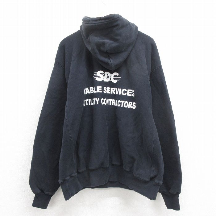 XL★古着 長袖 チャンピオン Champion リバースウィーブ パーカー メンズ 00年代 00s SDC 大きいサイズ 黒 ブラック 25oct15 中古 スウェット スエット トレーナー トップス