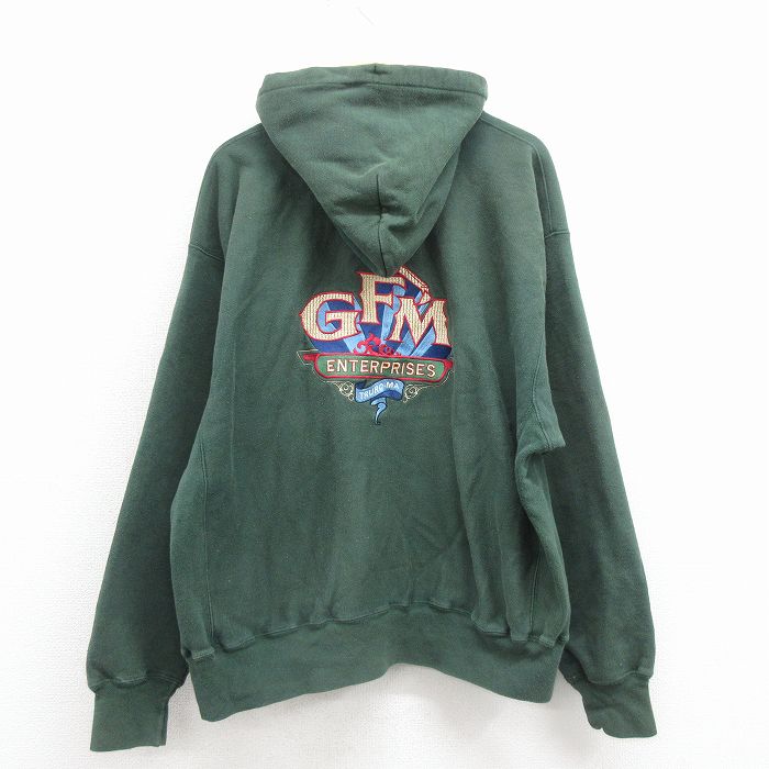 【50%OFF】チャンピオン 00s リバースウィーブパーカー GFM刺繍 グリーン XL | 古着
