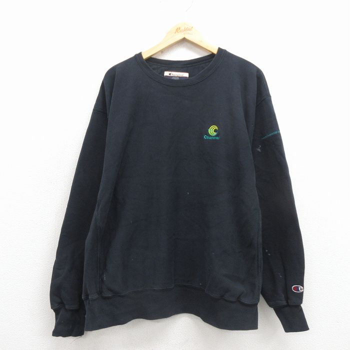 【20%OFF】XL★古着 長袖 チャンピオン Champion リバースウィーブ メンズ 00年代 00s Channel 大きいサイズ クルーネック 黒 25nov25