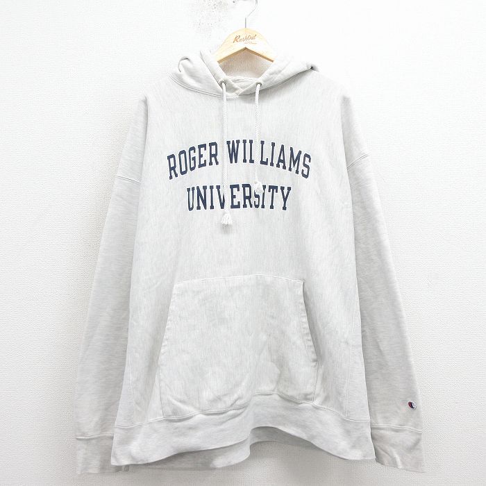 XL★古着 長袖 チャンピオン Champion リバースウィーブ パーカー メンズ 00年代 00s ROGER 大きいサイズ グレー 霜降り 25nov26