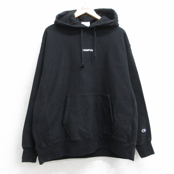 XL★古着 長袖 チャンピオン Champion リバースウィーブ パーカー メンズ TEMPS Nasdad Listed 黒 25dec10