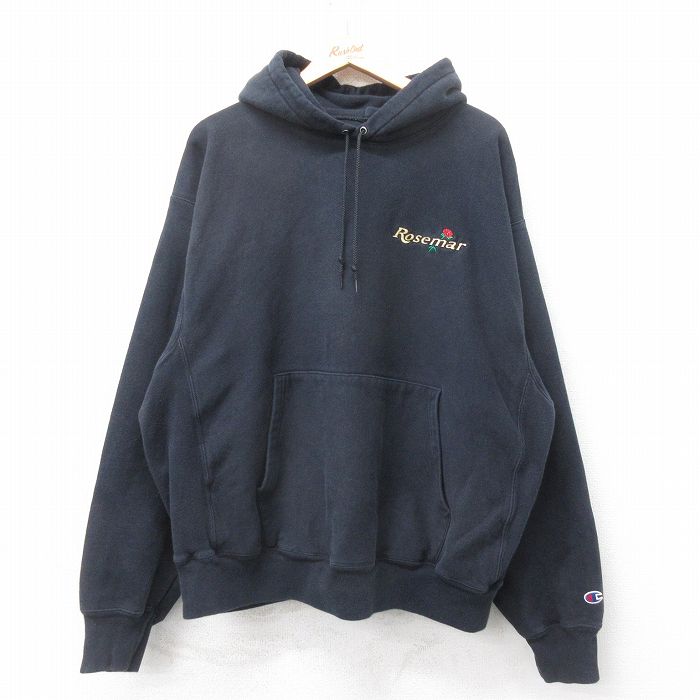 XL★古着 長袖 チャンピオン Champion リバースウィーブ パーカー メンズ 00年代 00s Rosemer 大きいサイズ 黒【spe】 26jan21