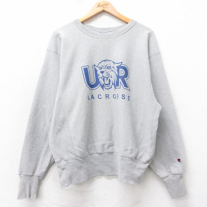 L★古着 長袖 チャンピオン Champion リバースウィーブ メンズ 00年代 00s UR ラクロス クルーネック グレー 霜降り 26jan21