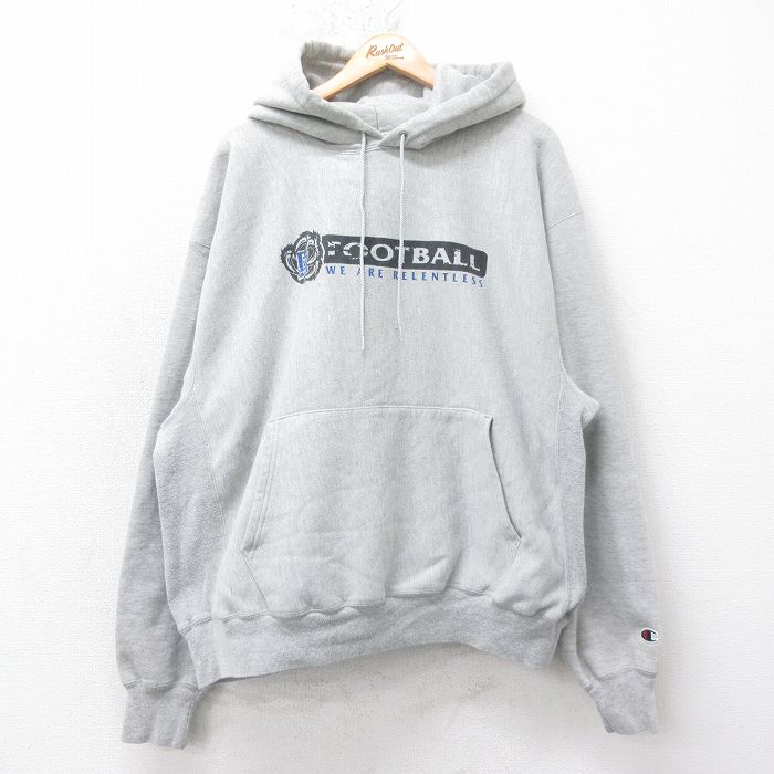 【20%OFF】チャンピオン 00s リバースウィーブパーカー フットボール グレー XL | 古着