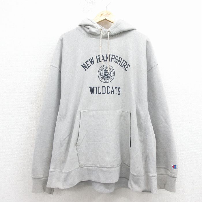 チャンピオン 00s リバースウィーブパーカー ニューハンプシャーカレッジ グレー XL | 古着