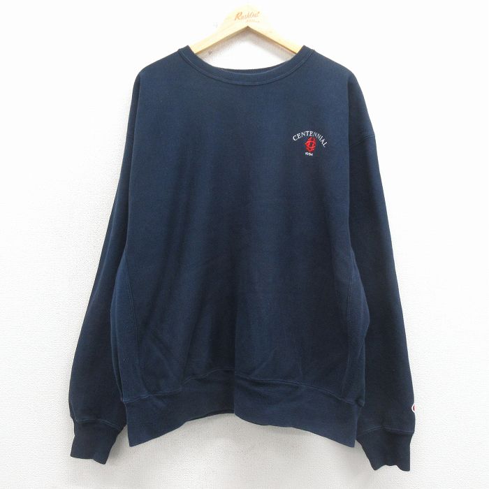 【20%OFF】チャンピオン 00s リバースウィーブ長袖 CENTENNIAL ネイビー XL | 古着
