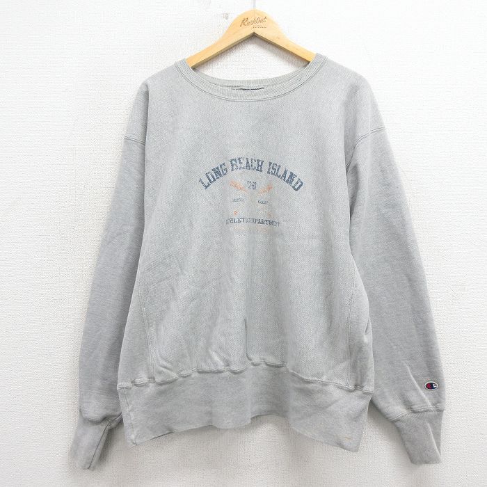 チャンピオン 00s リバースウィーブパーカー ロングビーチ グレー XL | 古着