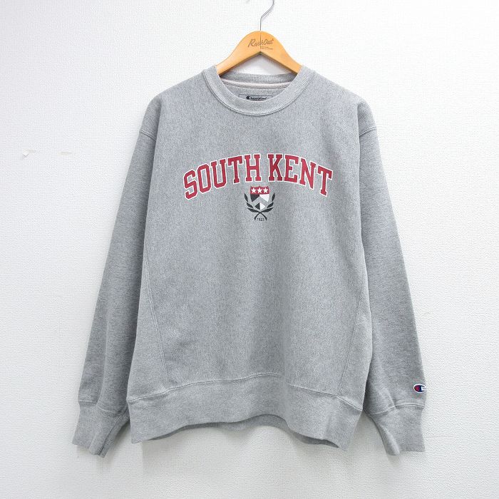 L★古着 長袖 チャンピオン Champion リバースウィーブ メンズ 00年代 00s SOUTH KENT クルーネック グレー 霜降り 26mar06