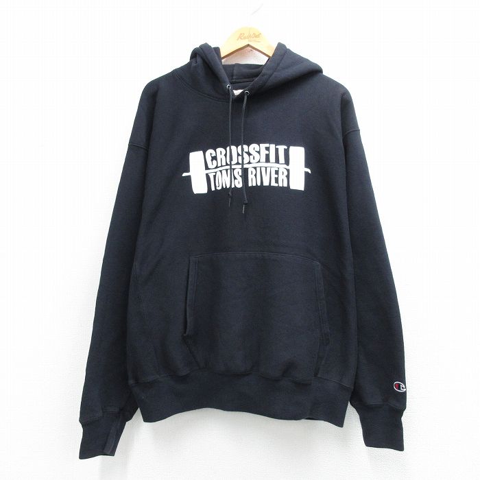 チャンピオン リバースウィーブパーカー CROSSFIT ブラック XL | 古着