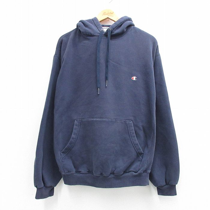 【20%OFF】チャンピオン 00s リバースウィーブパーカー ワンポイントロゴ ネイビー XL | 古着