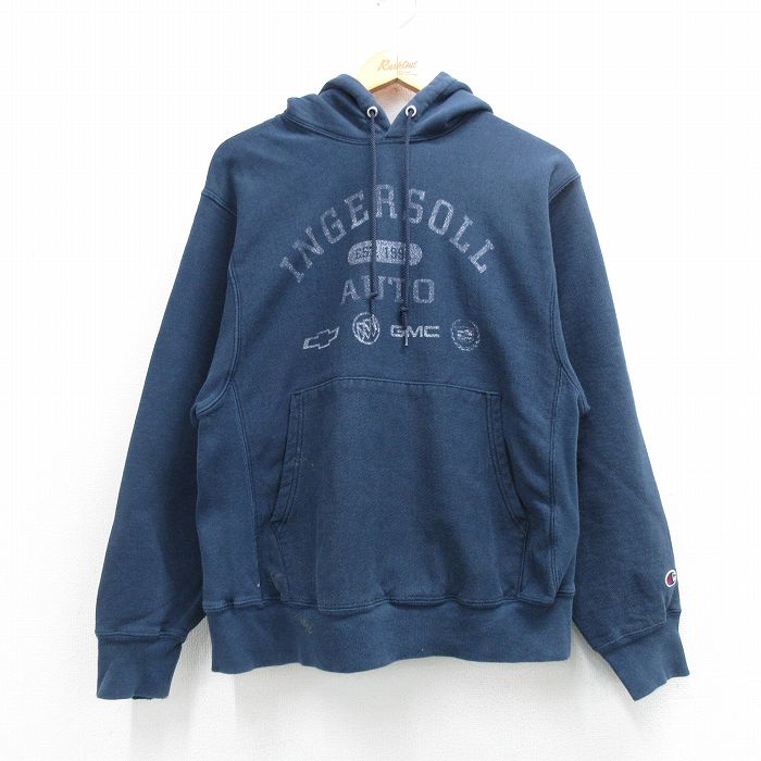 M★古着 長袖 チャンピオン Champion リバースウィーブ パーカー メンズ INGERSOLL シボレー GMC 濃紺 26mar19