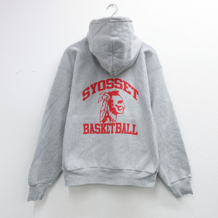 L★古着 長袖 チャンピオン Champion リバースウィーブ パーカー メンズ 00年代 00s SYOSSET バスケットボール インディアン グレー 霜降り【spe】 26mar19