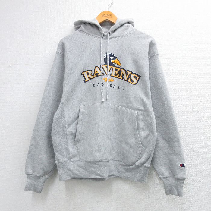 チャンピオン 00s リバースウィーブパーカー RAVENS グレー M | 古着