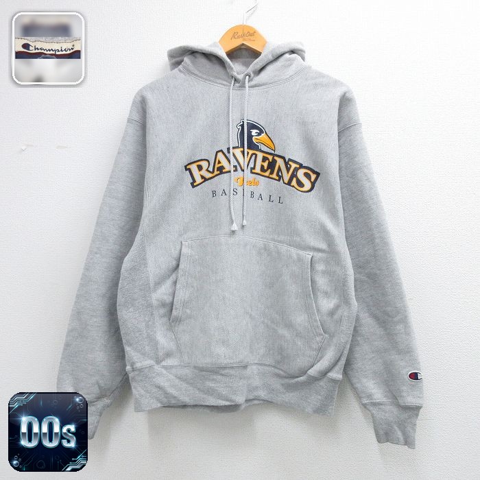 チャンピオン 00s リバースウィーブパーカー RAVENS グレー M | 古着