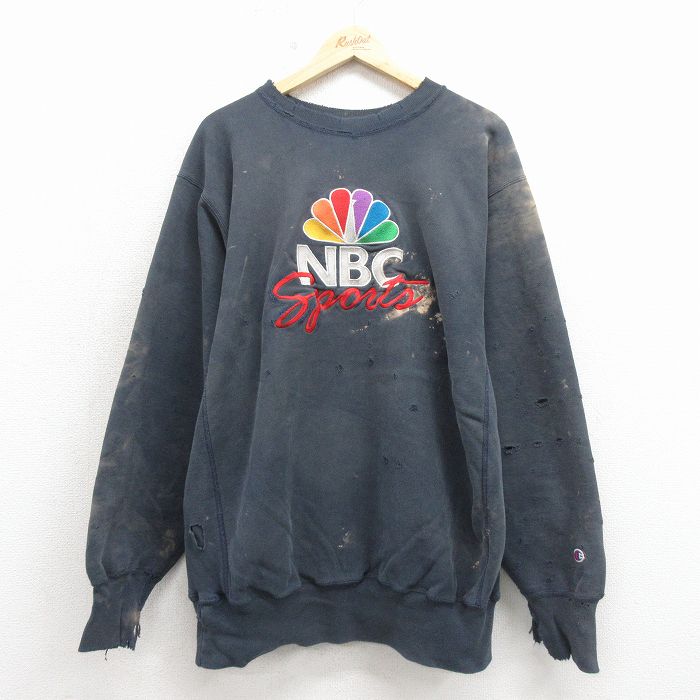 チャンピオン 90s リバースウィーブ長袖 NBC刺繍 ネイビー XL | 古着