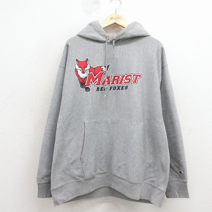チャンピオン 00s リバースウィーブパーカー MARIST グレー メンズXL相当 | 古着