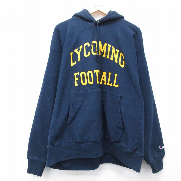 チャンピオン 00s リバースウィーブパーカー LYCOMING ネイビー XL | 古着