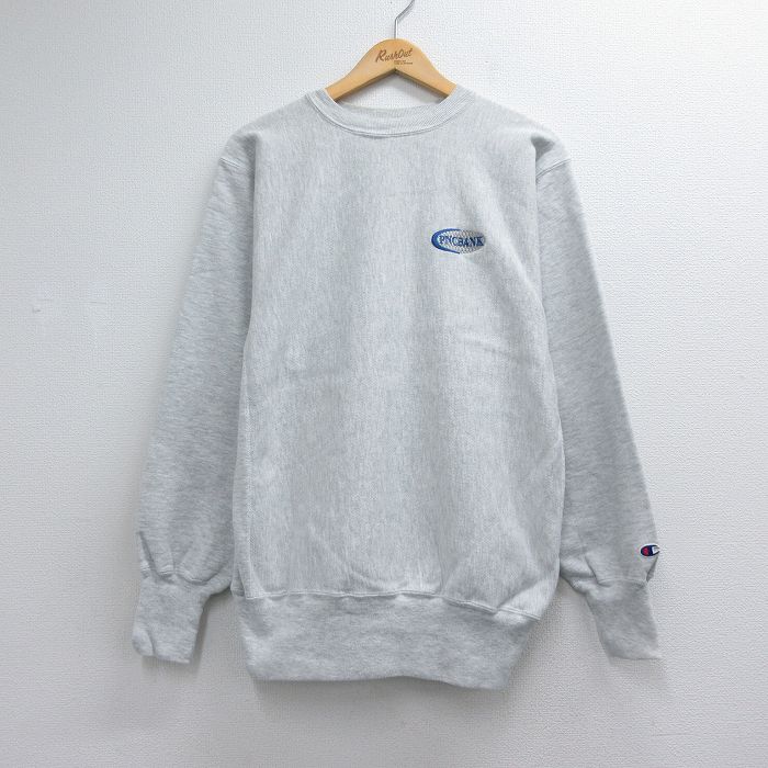 チャンピオン 90s リバースウィーブ長袖 PNCバンク グレー メンズL相当 | 古着