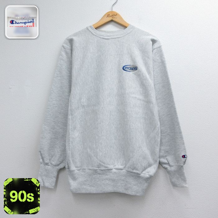 チャンピオン 90s リバースウィーブ長袖 PNCバンク グレー メンズL相当 | 古着