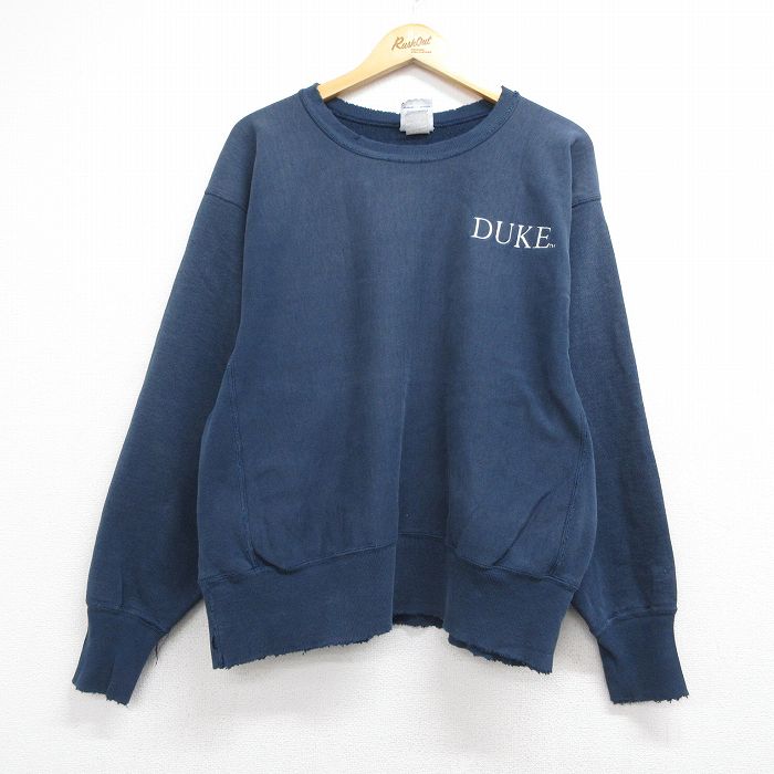 チャンピオン 00s リバースウィーブ長袖 DUKE ネイビー メンズXL相当 | 古着