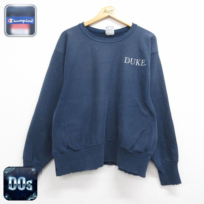 チャンピオン 00s リバースウィーブ長袖 DUKE ネイビー メンズXL相当 | 古着