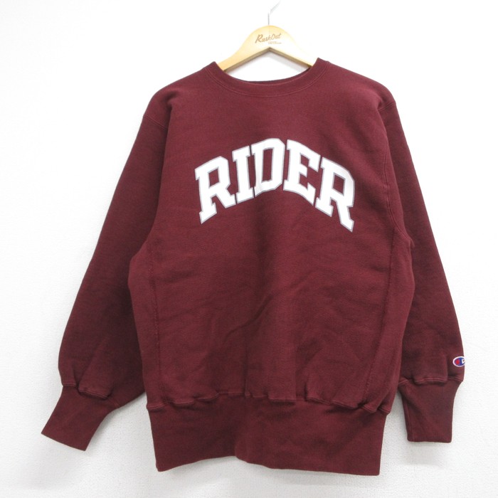 チャンピオン 90s リバースウィーブ長袖 RIDER バーガンディ メンズL相当 | 古着